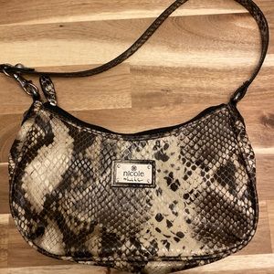 Nicole Miller Snakeskin style Faux Leather Purse / Handbag